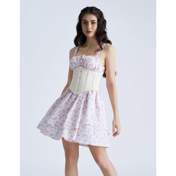 Women's White Suitable Casual Wear Fishbone Wide Waist Corset Pirate Belt - Picture 9 of 9